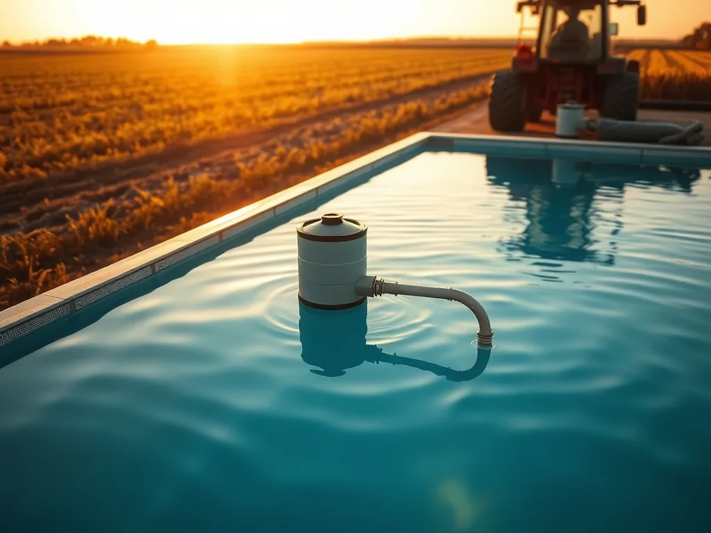 Vue en coupe d’un système de filtration de piscine avec pompe, filtre à sable et vannes multivoies, installé dans un local